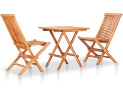 vidaXL - 3-delige - Bistroset - inklapbaar - massief - teakhout