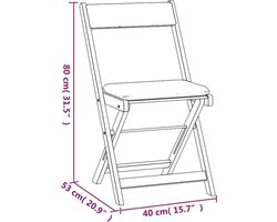 vidaXL - 3-delige - Bistroset - inklapbaar - met - kussens - massief - acaciahout