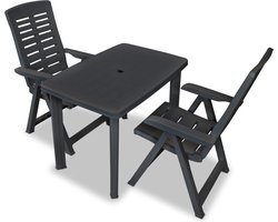 vidaXL - 3-delige - Bistroset - kunststof - antraciet