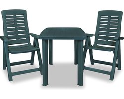 vidaXL 3-delige Bistroset kunststof groen Bistroset - Buitentijd - Tuinset - Eetkamerstoel - Lounge Set