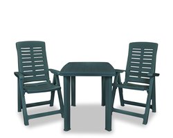 vidaXL 3-delige Bistroset kunststof groen - Tuinset - Tuinsets - Tuin Set - Tuin Sets