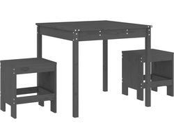 vidaXL - 3-delige - Bistroset - massief - grenenhout - grijs