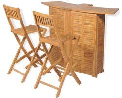 vidaXL - 3-delige - Bistroset - met - klapstoelen - massief - teakhout