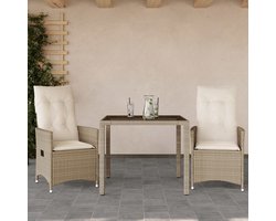 vidaXL 3-delige Bistroset poly rattan beige Tuinsets - Bistroset - Lounge Set - Buitendecoratie - PE Rattan - Outdoor Furniture - Patio Set - Garden Chairs - Dining Set