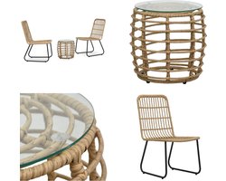 vidaXL 3-delige Bistroset poly rattan eikenkleurig - Bistroset - Bistrosets - Balkonset - Balkonsets