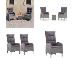 vidaXL - 3-delige - Bistroset - poly - rattan - en - acaciahout - grijs