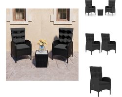 vidaXL - 3-delige - Bistroset - poly - rattan - en - glas - zwart