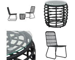 vidaXL 3-delige Bistroset poly rattan zwart - Bistroset - Bistrosets - Balkonset - Balkonsets