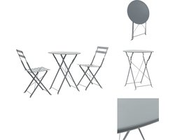vidaXL - 3-delige - Bistroset - staal - grijs