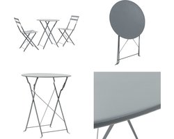 vidaXL 3-delige Bistroset staal grijs - Bistroset - Bistrosets - Tuinset - Tuinsets