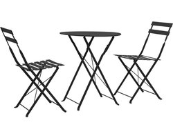 vidaXL - 3-delige - Bistroset - staal - zwart