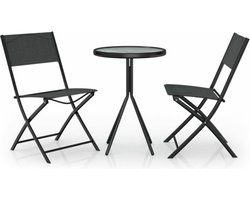 vidaXL - 3-delige - Bistroset - staal - zwart