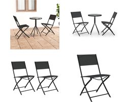 vidaXL 3-delige Bistroset staal zwart - Bistroset - Bistrosets - Bistro Set - Bistrotafel
