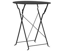 vidaXL 3-delige Bistroset staal zwart - Bistroset - Bistrosets - Tuinset - Tuinsets