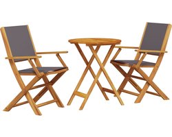 vidaXL - 3-delige - Bistroset - stof - en - massief - hout - antracietkleurig