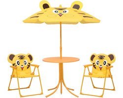 vidaXL - 3-delige - Bistroset - voor - kinderen - met - parasol - geel