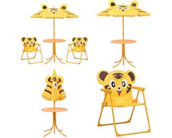 vidaXL 3-delige Bistroset voor kinderen met parasol geel - Tuintafel En Stoel - Tuintafels En Stoelen - Tuintafel Set - Tuintafel Sets
