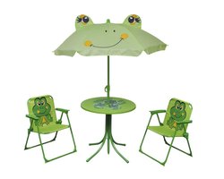 vidaXL - 3-delige - Bistroset - voor - kinderen - met - parasol - groen
