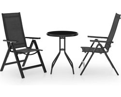 vidaXL - 3-delige - Bistroset - zwart - en - atracietkleurig