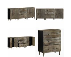 vidaXL 3-delige Dressoirs 60x33,5x75 cm massief mango lichtgrijs - Dressoir - Dressoirs - Kast - Wandkast