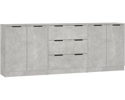 vidaXL - 3-delige - Dressoirs - bewerkt - hout - betongrijs