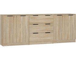 vidaXL - 3-delige - Dressoirs - bewerkt - hout - sonoma - eiken