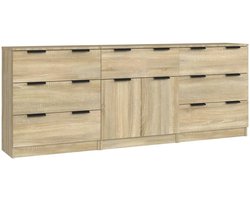 vidaXL 3-delige Dressoirs bewerkt hout sonoma eiken