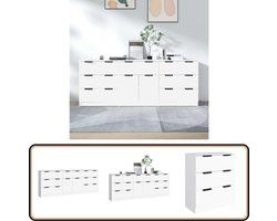 vidaXL 3-delige Dressoirs bewerkt hout wit