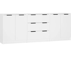 vidaXL - 3-delige - Dressoirs - bewerkt - hout - wit