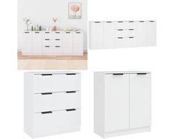 vidaXL 3-delige Dressoirs bewerkt hout wit - Dressoir - Dressoirs - Kast - Wandkast