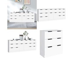 vidaXL 3-delige Dressoirs bewerkt hout wit - Dressoir - Dressoirs - Kast - Wandkast