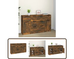 vidaXL 3-delige Dressoirset bewerkt hout gerookt eiken