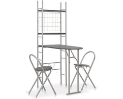 vidaXL - 3-delige - Eethoek - inklapbaar - met - opbergrek - MDF - en - staal - zwart