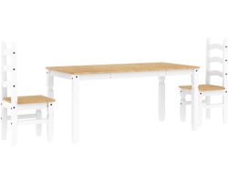 vidaXL - 3-delige - Eethoek - PANAMA - massief - grenenhout - wit