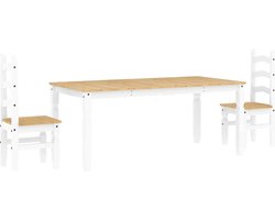 vidaXL - 3-delige - Eethoek - PANAMA - massief - grenenhout - wit