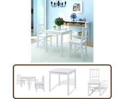 vidaXL 3-delige Eethoek - Wit Grenenhout Eetkamerset - Eethoek - Houten Eethoek - VitaXL Eethoek - Eettafel