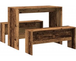 vidaXL 3-delige Eetset - Houtlook - Compact Design Eetkamerset - Eetkamersets - Eetkamer Set - Keukenset