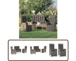vidaXL 3-delige Grijze Tuinset met Kussens Tuinstoel - Lounge Stoel - Buitenkamer - Patioset - Garden Furniture