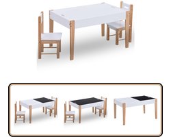 vidaXL 3-delige Kindertafel- en stoelenset Kindertafel - Houten Tafel - Kids Meubel - Speeltafels - Eetkamerstoel
