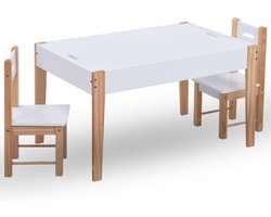 vidaXL - 3-delige - Kindertafel- - en - stoelenset - krijtbord - zwart - en - wit