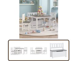 vidaXL 3-delige Kindertafel- en Stoelenset - MDF Kindertafeltje - Kinderstoel - Kids Meubel - Houten Kindermeubilair - Mdf Kindermeubil