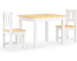 vidaXL - 3-delige - Kindertafel- - en - stoelenset - MDF - wit - en - grijs