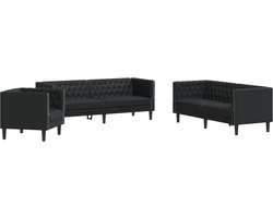 vidaXL - 3-delige - Loungeset - Chesterfield-stijl - kunstleer - zwart