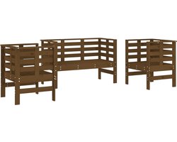 vidaXL - 3-delige - Loungeset - massief - grenenhout - honingbruin