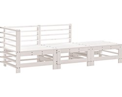 vidaXL - 3-delige - Loungeset - massief - grenenhout - wit