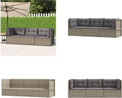vidaXL - 3-delige - Loungeset - met - kussens - poly - rattan - grijs