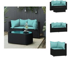 vidaXL - 3-delige - Loungeset - met - kussens - poly - rattan - zwart
