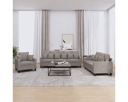 vidaXL 3-delige Loungeset met kussens - Taupe Loungeset - Loungemeubilair - Tuinset - Buitendecoratie - Loungebank