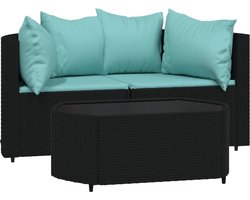 vidaXL 3-delige Loungeset - Poly Rattan - Zwart Hoeksofa - Lounge Set - Buitenmeubel - Tuinbank - Terrasset - Patio Furniture - Kunststof Meubel - Wicker Sofa - Robuuste Bank