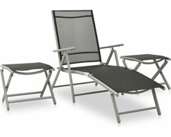 vidaXL - 3-delige - Loungeset - textileen - en - aluminium - zilverkleurig